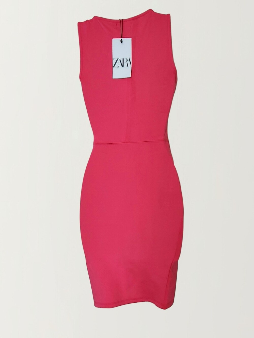 Zara Women's Hot Pink Bodycon Square Neck Sleeveless Mini Dress Size XS/S - Picture 6 of 7